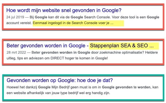 3 metadescriptions vergeleken. De laatste is goed.